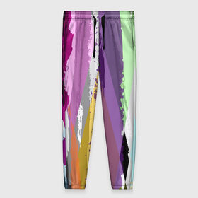 Женские брюки 3D с принтом Цветные полосы в Екатеринбурге, полиэстер 100% | прямой крой, два кармана без застежек по бокам, с мягкой трикотажной резинкой на поясе и по низу штанин. В поясе для дополнительного комфорта — широкие завязки | abstraction | watercolor | абстракция красок | акварель | брызги красок | живопись | краска | потертость красок | размытые краски | текстуры | яркие | яркие краски