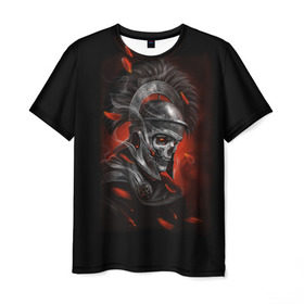 Мужская футболка 3D с принтом Мертвый легионер в Екатеринбурге, 100% полиэфир | прямой крой, круглый вырез горловины, длина до линии бедер | зомби | легионер | рим | скелет | череп