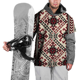 Накидка на куртку 3D с принтом Славянский орнамент белый в Екатеринбурге, 100% полиэстер |  | русь | старинный | традиция | узор