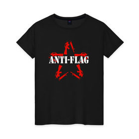 Женская футболка хлопок с принтом Anti-Flag в Екатеринбурге, 100% хлопок | прямой крой, круглый вырез горловины, длина до линии бедер, слегка спущенное плечо | american | attraction | dead | hardcore | not | punk | punks | rock | альтернатива | анти | группа | панк | рок | стрит | флаг