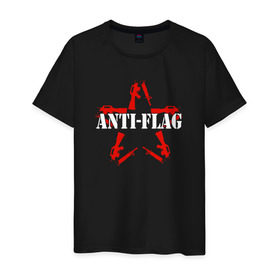 Мужская футболка хлопок с принтом Anti-Flag в Екатеринбурге, 100% хлопок | прямой крой, круглый вырез горловины, длина до линии бедер, слегка спущенное плечо. | Тематика изображения на принте: american | attraction | dead | hardcore | not | punk | punks | rock | альтернатива | анти | группа | панк | рок | стрит | флаг