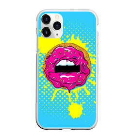 Чехол для iPhone 11 Pro матовый с принтом Donut lips в Екатеринбурге, Силикон |  | donut | kiss | lips | pop art | splash | sweet | брызги | губы | пончик | поп арт