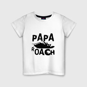 Детская футболка хлопок с принтом Papa Roach в Екатеринбурге, 100% хлопок | круглый вырез горловины, полуприлегающий силуэт, длина до линии бедер | papa roach | roach | папа роач | папароач | папароч | роач | роч