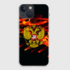 Чехол для iPhone 13 mini с принтом RUSSIA в Екатеринбурге,  |  | abstraction | grunge | russia | sport | абстракция | герб | краска | русский | символика рф | спорт | спортивный | триколор | униформа | форма | я русский