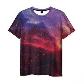 Мужская футболка 3D с принтом Звездная ночь в Екатеринбурге, 100% полиэфир | прямой крой, круглый вырез горловины, длина до линии бедер | abstraction | cosmos | nebula | space | star | universe | абстракция | вселенная | звезды | космос | мир | планеты