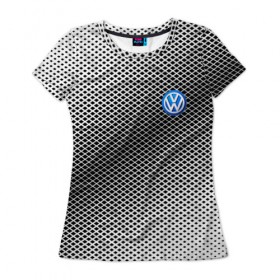 Женская футболка 3D с принтом VOLKSWAGEN SPORT в Екатеринбурге, 100% полиэфир ( синтетическое хлопкоподобное полотно) | прямой крой, круглый вырез горловины, длина до линии бедер | 