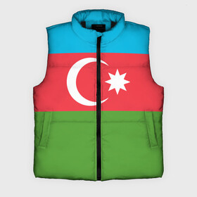 Мужской жилет утепленный 3D с принтом Азербайджан в Екатеринбурге,  |  | azerbaijan | azrbaycan | звезда | ислам | полумесяц | флаг