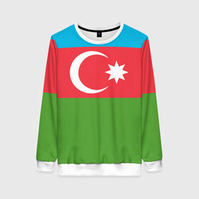 Женский свитшот 3D с принтом Азербайджан в Екатеринбурге, 100% полиэстер с мягким внутренним слоем | круглый вырез горловины, мягкая резинка на манжетах и поясе, свободная посадка по фигуре | azerbaijan | azrbaycan | звезда | ислам | полумесяц | флаг