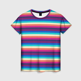 Женская футболка 3D с принтом Радуга в Екатеринбурге, 100% полиэфир ( синтетическое хлопкоподобное полотно) | прямой крой, круглый вырез горловины, длина до линии бедер | yaay | yaay design | весна | желтый | морская | моряк | полоски | угол