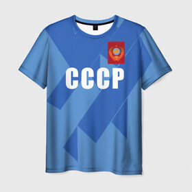 Мужская футболка 3D с принтом Лев Яшин ретро в Екатеринбурге, 100% полиэфир | прямой крой, круглый вырез горловины, длина до линии бедер | вратарь | золотой | легенда | мира | мяч | россия | ссср | чемпионат | яшин