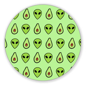 Коврик круглый с принтом Green в Екатеринбурге, резина и полиэстер | круглая форма, изображение наносится на всю лицевую часть | Тематика изображения на принте: alien | food | vegetarian | авокадо | вегетарианство | еда | пришелец