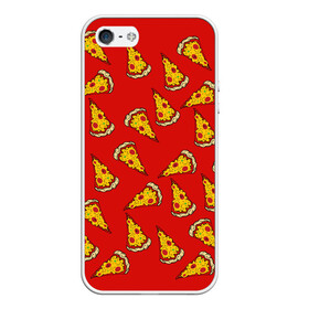 Чехол для iPhone 5/5S матовый с принтом Pizza red в Екатеринбурге, Силикон | Область печати: задняя сторона чехла, без боковых панелей | fast food | pizza | еда | пицца | фастфуд