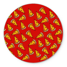 Коврик круглый с принтом Pizza red в Екатеринбурге, резина и полиэстер | круглая форма, изображение наносится на всю лицевую часть | fast food | pizza | еда | пицца | фастфуд