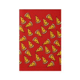 Обложка для паспорта матовая кожа с принтом Pizza red в Екатеринбурге, натуральная матовая кожа | размер 19,3 х 13,7 см; прозрачные пластиковые крепления | fast food | pizza | еда | пицца | фастфуд