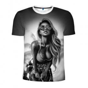 Мужская футболка 3D спортивная с принтом Trap girl в Екатеринбурге, 100% полиэстер с улучшенными характеристиками | приталенный силуэт, круглая горловина, широкие плечи, сужается к линии бедра | девушка | мода | пляж | стиль