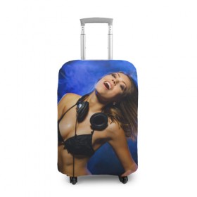 Чехол для чемодана 3D с принтом Девушка ди-джей в Екатеринбурге, 86% полиэфир, 14% спандекс | двустороннее нанесение принта, прорези для ручек и колес | девушка | ди джей | музыка
