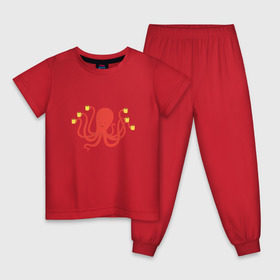 Детская пижама хлопок с принтом Осьминог и кофе в Екатеринбурге, 100% хлопок |  брюки и футболка прямого кроя, без карманов, на брюках мягкая резинка на поясе и по низу штанин
 | кофе | море | океан | осьминоги | чай