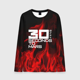 Мужской лонгслив 3D с принтом 30 Seconds to Mars in fire в Екатеринбурге, 100% полиэстер | длинные рукава, круглый вырез горловины, полуприлегающий силуэт | 30 seconds to mars | punk | rock | альтернативный хип хоп | группа | инди поп | музыка | музыкальное произведение | ноты | панк | регги | рок | синти поп