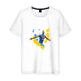 Мужская футболка хлопок с принтом Napoli в Екатеринбурге, 100% хлопок | прямой крой, круглый вырез горловины, длина до линии бедер, слегка спущенное плечо. | napoli | serie a | наполи | серия а