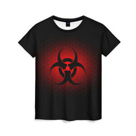 Женская футболка 3D с принтом Биологическая Опасность в Екатеринбурге, 100% полиэфир ( синтетическое хлопкоподобное полотно) | прямой крой, круглый вырез горловины, длина до линии бедер | биологическая  | опасность