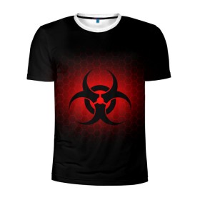 Мужская футболка 3D спортивная с принтом Биологическая Опасность в Екатеринбурге, 100% полиэстер с улучшенными характеристиками | приталенный силуэт, круглая горловина, широкие плечи, сужается к линии бедра | биологическая  | опасность