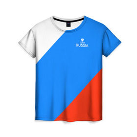 Женская футболка 3D с принтом Team Russia 2018 (Premium) в Екатеринбурге, 100% полиэфир ( синтетическое хлопкоподобное полотно) | прямой крой, круглый вырез горловины, длина до линии бедер | 0x000000123 | russia | team | россия