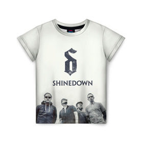 Детская футболка 3D с принтом Shinedown band в Екатеринбурге, 100% гипоаллергенный полиэфир | прямой крой, круглый вырез горловины, длина до линии бедер, чуть спущенное плечо, ткань немного тянется | Тематика изображения на принте: 