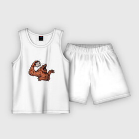 Детская пижама с шортами хлопок с принтом Медведь с мячом в Екатеринбурге,  |  | bear | sport | волейбол | животные | медведь | мишка | мяч | спорт