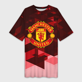 Платье-футболка 3D с принтом Manchester United Abstract в Екатеринбурге,  |  | england | football | logo | manchester united | sport | абстракция | англия | арт | геометрия | лига | лого | манчестер | спорт | текстура | фигуры | фк | футбол | футбольный клуб | эмблема