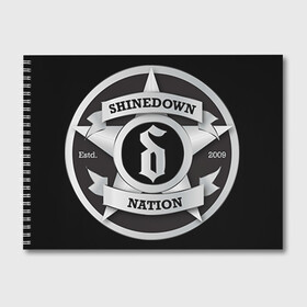 Альбом для рисования с принтом Shinedown Nation в Екатеринбурге, 100% бумага
 | матовая бумага, плотность 200 мг. | Тематика изображения на принте: 