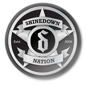 Значок с принтом Shinedown Nation в Екатеринбурге,  металл | круглая форма, металлическая застежка в виде булавки | Тематика изображения на принте: 