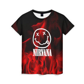 Женская футболка 3D с принтом NIRVANA в Екатеринбурге, 100% полиэфир ( синтетическое хлопкоподобное полотно) | прямой крой, круглый вырез горловины, длина до линии бедер | nirvana | punk | rock | альтернативный хип хоп | группа | инди поп | музыка | музыкальное произведение | ноты | панк | регги | рок | синти поп