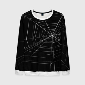 Мужской свитшот 3D с принтом Паутина в Екатеринбурге, 100% полиэстер с мягким внутренним слоем | круглый вырез горловины, мягкая резинка на манжетах и поясе, свободная посадка по фигуре | паук | сеть | черный
