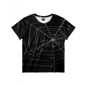 Детская футболка 3D с принтом Паутина в Екатеринбурге, 100% гипоаллергенный полиэфир | прямой крой, круглый вырез горловины, длина до линии бедер, чуть спущенное плечо, ткань немного тянется | паук | сеть | черный