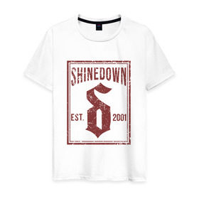 Мужская футболка хлопок с принтом Shinedown est. 2001 в Екатеринбурге, 100% хлопок | прямой крой, круглый вырез горловины, длина до линии бедер, слегка спущенное плечо. | shinedown