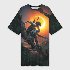 Платье-футболка 3D с принтом Shadow of the Tomb Raider в Екатеринбурге,  |  | croft | lara | raider | tomb | гробниц | крофт | лара | расхитительница