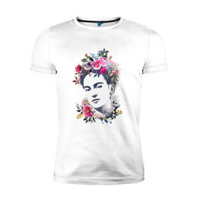 Мужская футболка премиум с принтом Фрида Кало в Екатеринбурге, 92% хлопок, 8% лайкра | приталенный силуэт, круглый вырез ворота, длина до линии бедра, короткий рукав | фрида кало