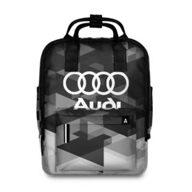 Женский рюкзак 3D с принтом Audi sport geometry в Екатеринбурге, 100% полиэстер | лямки с регулируемой длиной, сверху ручки, чтобы рюкзак нести как сумку. Основное отделение закрывается на молнию, как и внешний карман. Внутри два дополнительных кармана, один из которых закрывается на молнию. По бокам два дополнительных кармашка, куда поместится маленькая бутылочка
 | audi | auto | automobile | car | carbon | machine | motor | motor car | sport car | автомашина | ауди | бренд | легковой автомобиль | марка | спортивный автомобиль | тачка