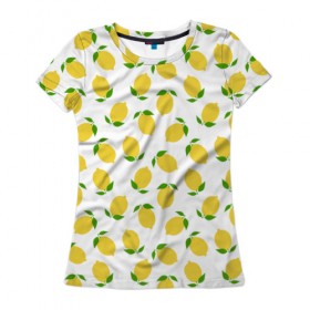 Женская футболка 3D с принтом Лимоны в Екатеринбурге, 100% полиэфир ( синтетическое хлопкоподобное полотно) | прямой крой, круглый вырез горловины, длина до линии бедер | food | lemon | vegan | vegetarian | веган | вегетарианство | еда | лимон