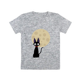 Детская футболка хлопок с принтом Luna cat в Екатеринбурге, 100% хлопок | круглый вырез горловины, полуприлегающий силуэт, длина до линии бедер | ведьмина доставка | кики | хаяо миядзаки