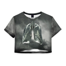 Женская футболка 3D укороченная с принтом TFK Exhale в Екатеринбурге, 100% полиэстер | круглая горловина, длина футболки до линии талии, рукава с отворотами | tfk | thousand foot krutch