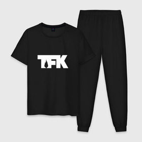 Мужская пижама хлопок с принтом TFK logo white в Екатеринбурге, 100% хлопок | брюки и футболка прямого кроя, без карманов, на брюках мягкая резинка на поясе и по низу штанин
 | Тематика изображения на принте: tfk | thousand foot krutch