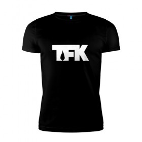 Мужская футболка премиум с принтом TFK logo white в Екатеринбурге, 92% хлопок, 8% лайкра | приталенный силуэт, круглый вырез ворота, длина до линии бедра, короткий рукав | Тематика изображения на принте: tfk | thousand foot krutch