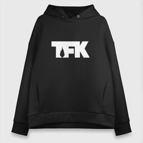 Женское худи Oversize хлопок с принтом TFK logo white в Екатеринбурге, френч-терри — 70% хлопок, 30% полиэстер. Мягкий теплый начес внутри —100% хлопок | боковые карманы, эластичные манжеты и нижняя кромка, капюшон на магнитной кнопке | tfk | thousand foot krutch