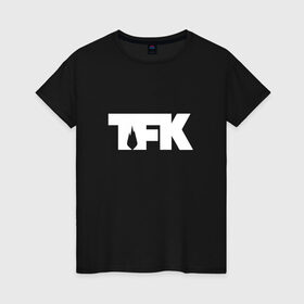Женская футболка хлопок с принтом TFK logo white в Екатеринбурге, 100% хлопок | прямой крой, круглый вырез горловины, длина до линии бедер, слегка спущенное плечо | tfk | thousand foot krutch