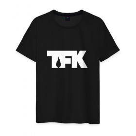 Мужская футболка хлопок с принтом TFK logo white в Екатеринбурге, 100% хлопок | прямой крой, круглый вырез горловины, длина до линии бедер, слегка спущенное плечо. | Тематика изображения на принте: tfk | thousand foot krutch