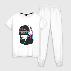Женская пижама хлопок с принтом MIRRORS Sad Japanese Aesthetic в Екатеринбурге, 100% хлопок | брюки и футболка прямого кроя, без карманов, на брюках мягкая резинка на поясе и по низу штанин | аниме герл | манга | япония