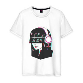 Мужская футболка хлопок с принтом MIRRORS Sad Japanese Aesthetic в Екатеринбурге, 100% хлопок | прямой крой, круглый вырез горловины, длина до линии бедер, слегка спущенное плечо. | Тематика изображения на принте: аниме герл | манга | япония