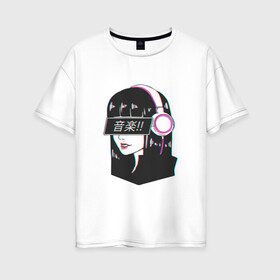 Женская футболка хлопок Oversize с принтом MIRRORS Sad Japanese Aesthetic в Екатеринбурге, 100% хлопок | свободный крой, круглый ворот, спущенный рукав, длина до линии бедер
 | аниме герл | манга | япония