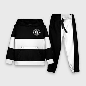 Детский костюм 3D (с толстовкой) с принтом FC Manchester United в Екатеринбурге,  |  | black   white | england | football | logo | manchester united | sport | англия | арт | лига | лого | манчестер юнайтед | спорт | текстура | фк | футбол | футбольный клуб | черно белый | эмблема